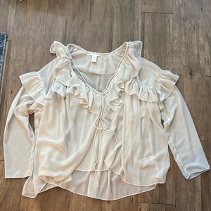 Boho Cream Ruffle Blouse